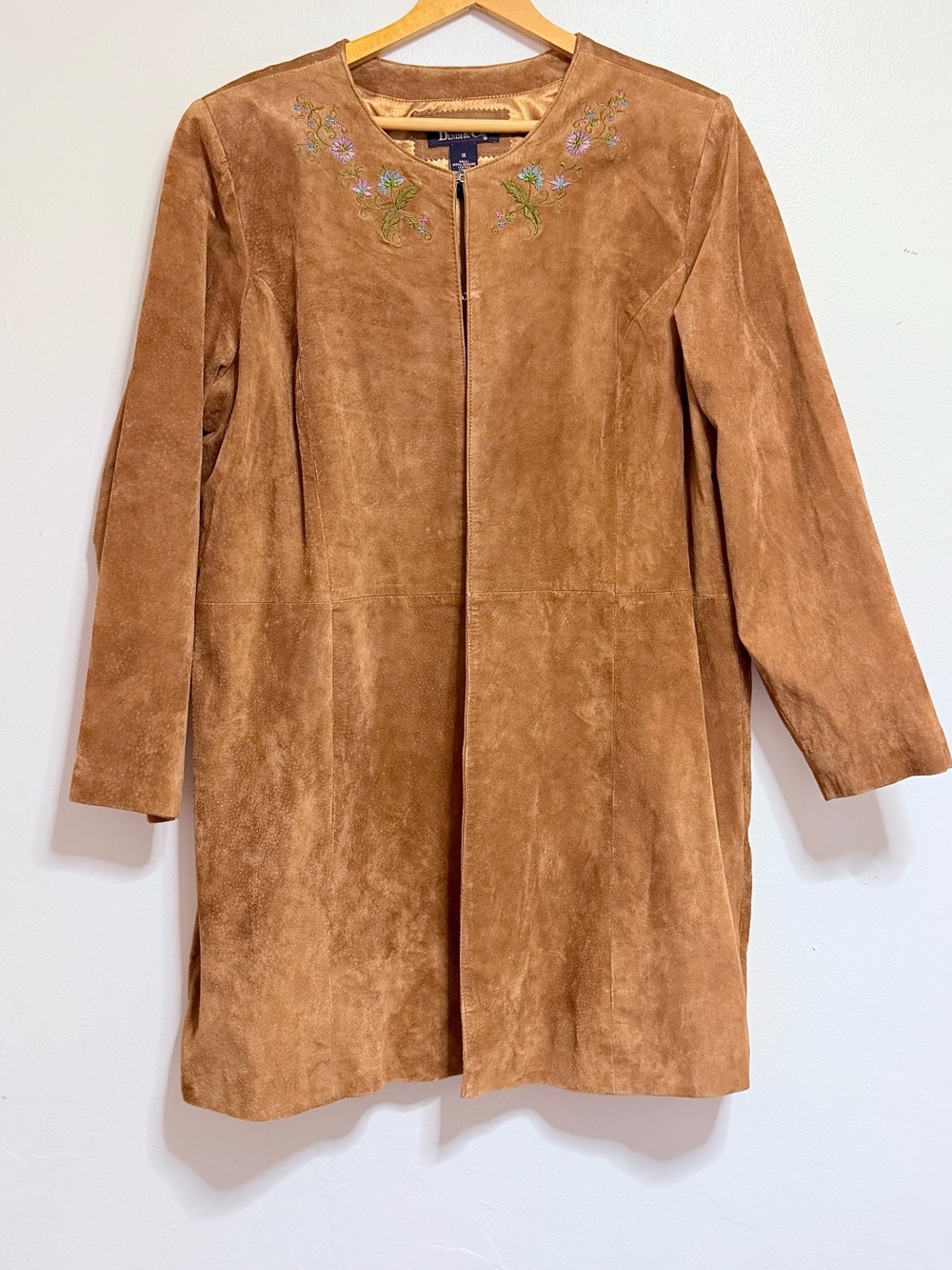 Denim & CO Classic Suede Long Coat - Brown size 1X